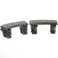 Lemax Spookytown Gargoyle Stone Benches Set/2