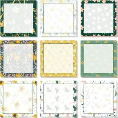 9 Pieces Flower Sticky Notes Adhesive Flower Memo Notes Self-Stick Note Pads for School Office Home Supplies Students Teachers Present, 9 Styles