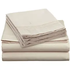 4-Piece King Sheet Set Microfiber Bedding with Elastic Deep Pocket Fitted Sheet and Fade Resistant Beige