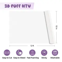 Puff Heat Transfer Vinyl White 12ft