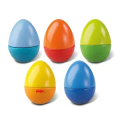 HABA Fun with Sounds Wooden Eggs - 5 Acoustic Sounds, Made in Germany, Kids Musical Instruments, Toddler Sensory Toys Montessori Toys for 2 yrs+ Multicolor