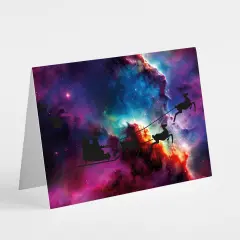 Space Santa Christmas Greeting Cards Boxed Set of 24 Holiday Notecards Featuring Santa Flying Through a Galaxy, Perfect for Kids, Boys, and Space Lovers