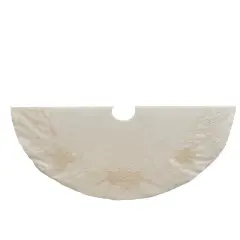 54" Ivory With Pearl Beads Tree Skirt