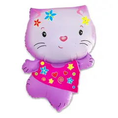 Little Cat Flowers Foil Balloon Large Shape 31"