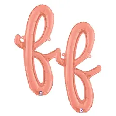 Betallic&reg; 24 inch Script Letter F Rose Gold Air Fill Only Balloon