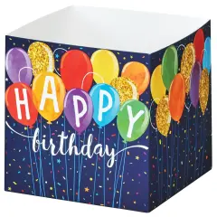 Pack/6: Happy Birthday Balloons Square Party Favor Box - 3-3/4 x 3-3/4 x 3-3/4"