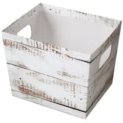 Pack/6: Distressed White Baskety Tray - 9 x 7 x 3-1/2"