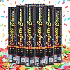 Confetti Cannon 6Pack Biodegradable Confetti Poppers Multicolor Party Confetti Shooters Party Poppers 12inch Cannon Launches 15-20ft for Birthday Wedding Graduation New Years Celebration Decorations