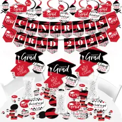 Big Dot of Happiness 2025 Red Graduation Party Supplies - 387 Piece Decoration Kit - Fundle Bundle