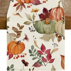 Fall Table Runner,Orange Sage Pumpkin Table Runners 72 Inches Long, 13"x72"