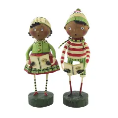 Lori Mitchell 6.5 Inch Curbie & Coco Come A Caroling Christmas Figurine Set , Lightweight Christmas Decor Christmas Singing Multicolored