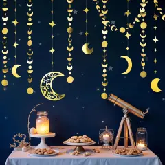 Gold Star Moon Garland Two The Moon Birthday Party Decorations