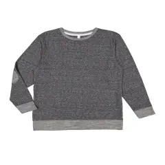 LAT&reg; Harborside Melange French Terry Crewneck with Elbow Patches SMOKE MELANGE