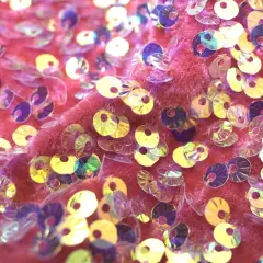 Sanibel Seashell Stretch Velvet Sequin Fabric Watermelon/Irid