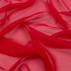 1 Yard Red Silk Chiffon Lightweight Sheer Fabric for Dresses Scarves Overlays and Ruffles, 44 Inches Width