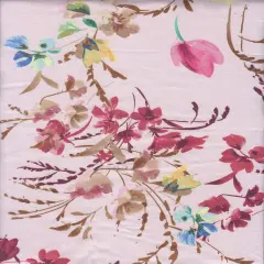 1 Yard Rose Light Digital Floral Brushed DTY Knit Fabric Soft Stretch 58/60" Wide