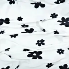 DTY Brushed Floral Knit Fabric Soft Stretch Flower Print 58/60" Wide IVORY