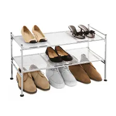 Seville Classics 2-Tier Metal Mesh Stackable Shoe Rack