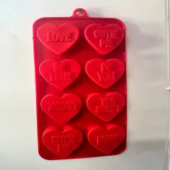 Hearts with Words Silicone Mold Flexible Candy, Chocolate & Jelly Mold with Romantic Messages