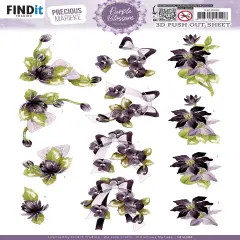 Find It Trading Precious Marieke 3D Punchout Sheet-Purple, Purple Blossom