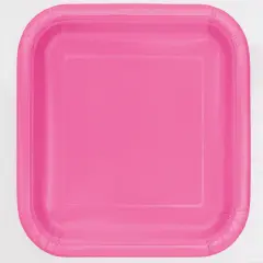 Hot Pink Solid Square 9" Dinner Plates, 14ct