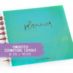 Undated Planner - Signature Layout, Disc Bound - "Teal Strokes" (#602)