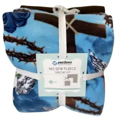 Holy Prayers for Peace Anti-Pill Premium No-Sew Throw Fleece Fabric Kit (72x60)