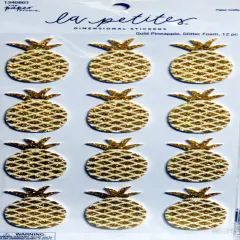 La Petites Gold Pineapple Glitter Foam Dimensional Stickers