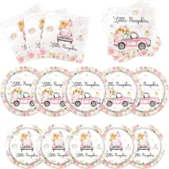 Little Pumpkin Paper Plates and Napkin Pumpkin Baby Shower Party Decorations