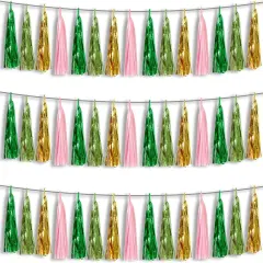 3P Sage-Green Tassels Banner Streamers