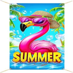 Summer Door Cover 73 x 35 Inch Flamingo