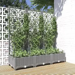 vidaXL Garden Planter with Trellis Light Gray 47.2x15.7x47.8 PP