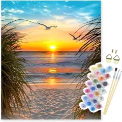 Beach Sunset Oil Acrylic Painting Crafts Number (16x20Inch)