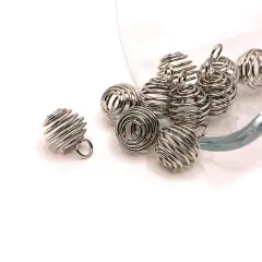 Antique Silver Spiral Lantern Bead Cages, 8x9mm