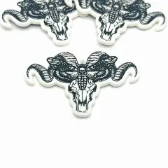 White and Black Ram Skull with Death's Head Moth Charms