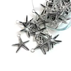 Silver Sea Star Starfish Charms, 20x20mm