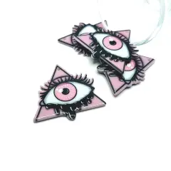 Pink Goth Evil Eye Halloween Charms, 40x41mm