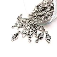 Silver Tribal Boho Ethnic Triangle Charms, 5x14mm