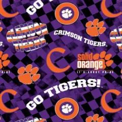 Licensed NCAA Clemson University Check Allover Cotton Fabric by the Yard
