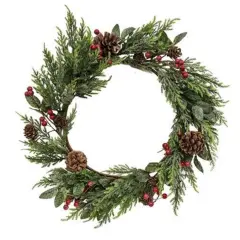 Glittered Cedar Wreath Withpinecones & Berries