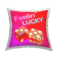 Feelin' Lucky with Dice Outdoor Printed Pillow Design by Graffitee Studios, 18 x 7 x 18