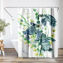 Americanflat 71" x 74" Shower Curtain, Three Sea Turtles by Suren Nersisyan