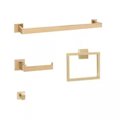 4 Piece Gold Wall Mounted Bathroom Storage Accessories 304 Stainless Steel