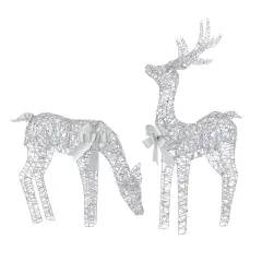 Christmas Metallic Silver Reindeer 19" Tall, Pre-Lit w/ 120 Micro Warm White LED Lights, Plug In