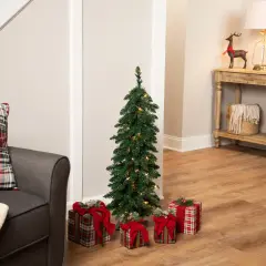 Northlight Pre-Lit Pencil Alpine Artificial Christmas Tree - 3' - Clear Lights Green