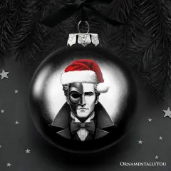 The Phantom of the Opera Christmas Spooky Portrait Glass Ornament, Black Horror Halloween Tree Decoration