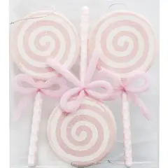 7.5" Pink Lollipop Shatterproof Ornaments 3 PCS&ndash; Sweet & Festive Christmas Decor