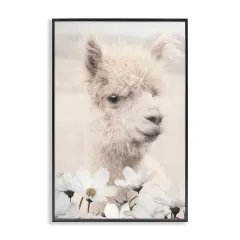 Stupell Industries Alpaca with White Blossoms Framed Giclee By Lori Deiter