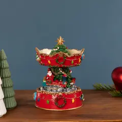 Northlight Santa on Train Musical Christmas Carousel - 6" - Red and Gold