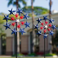 2 Pack,American Flag Pinwheels Outdoor Decor Windmills for Garden